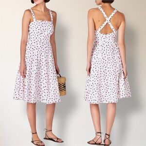 Hutch 8‎ White Floral Printed Belle Mini Dress Crossback Straps Pockets Milkmaid